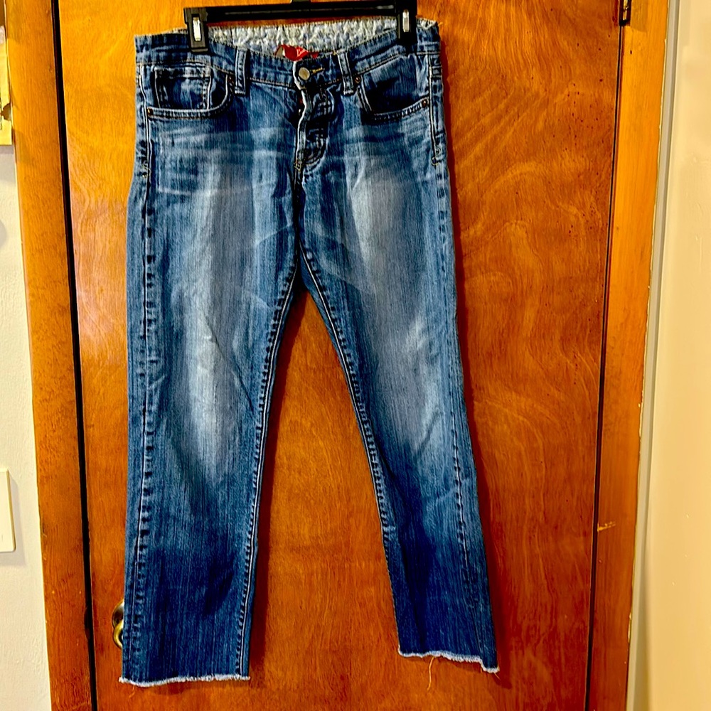 Worn once Lucky Brand button fly, cropped jeans size 6